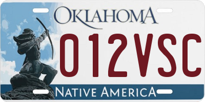 OK license plate 012VSC