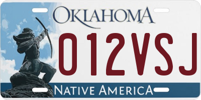 OK license plate 012VSJ