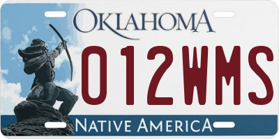OK license plate 012WMS