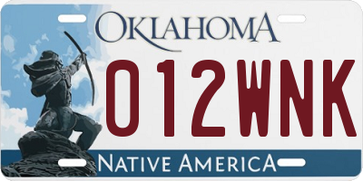 OK license plate 012WNK