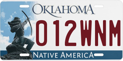 OK license plate 012WNM