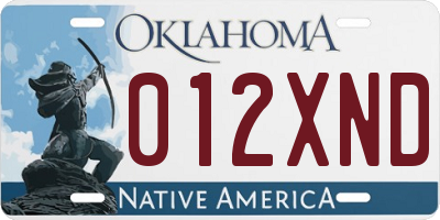 OK license plate 012XND