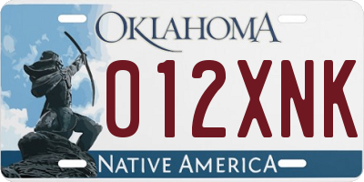 OK license plate 012XNK