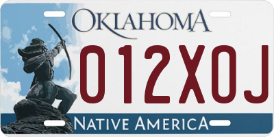 OK license plate 012XOJ
