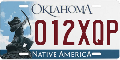 OK license plate 012XQP