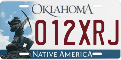 OK license plate 012XRJ