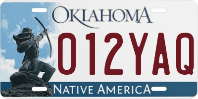 OK license plate 012YAQ