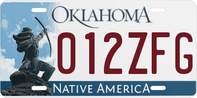 OK license plate 012ZFG