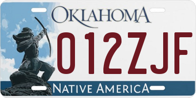 OK license plate 012ZJF