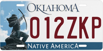 OK license plate 012ZKP