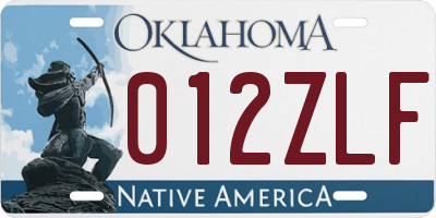OK license plate 012ZLF