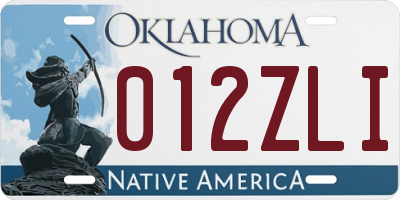 OK license plate 012ZLI