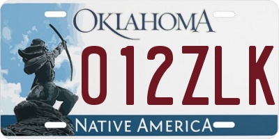 OK license plate 012ZLK
