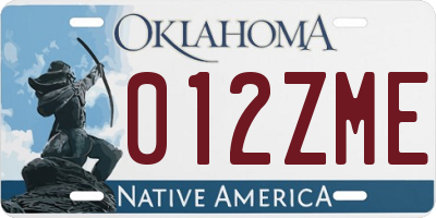 OK license plate 012ZME