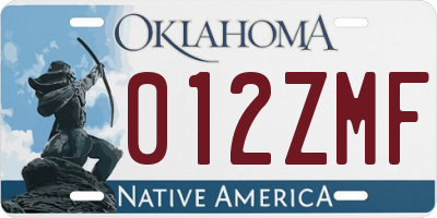 OK license plate 012ZMF