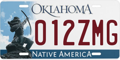 OK license plate 012ZMG