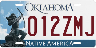OK license plate 012ZMJ