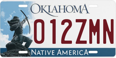 OK license plate 012ZMN