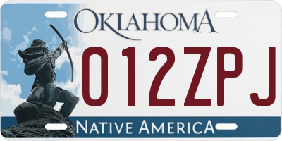 OK license plate 012ZPJ