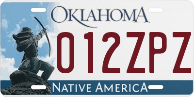 OK license plate 012ZPZ