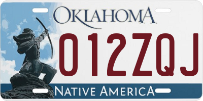 OK license plate 012ZQJ