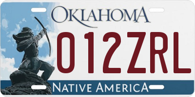OK license plate 012ZRL