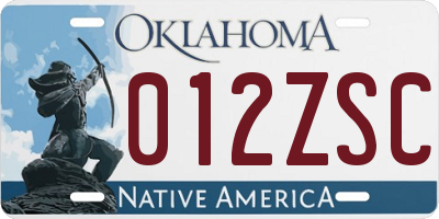 OK license plate 012ZSC