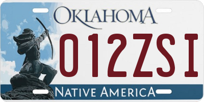 OK license plate 012ZSI