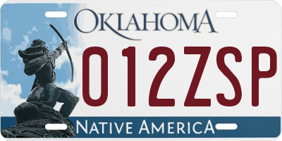 OK license plate 012ZSP