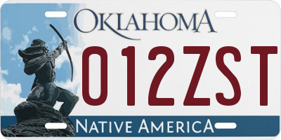 OK license plate 012ZST