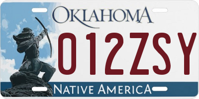 OK license plate 012ZSY
