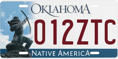 OK license plate 012ZTC