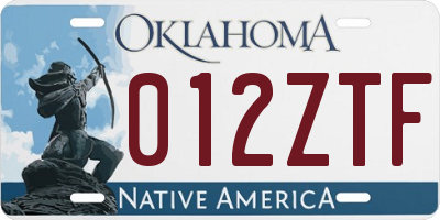 OK license plate 012ZTF