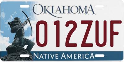OK license plate 012ZUF