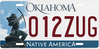 OK license plate 012ZUG