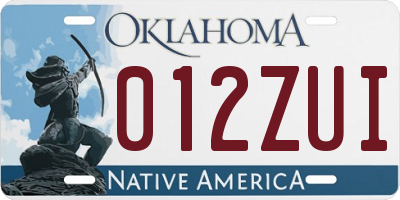 OK license plate 012ZUI