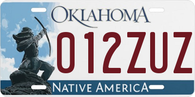OK license plate 012ZUZ