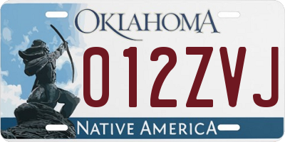 OK license plate 012ZVJ