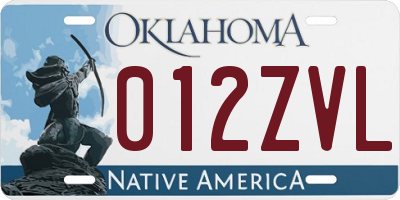 OK license plate 012ZVL
