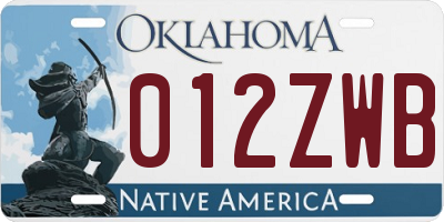 OK license plate 012ZWB