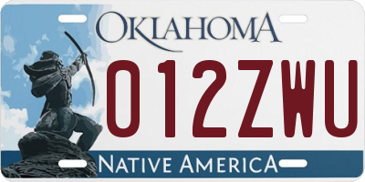 OK license plate 012ZWU