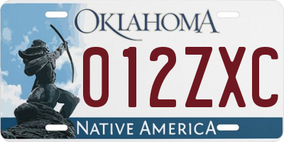 OK license plate 012ZXC