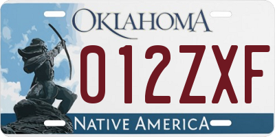OK license plate 012ZXF
