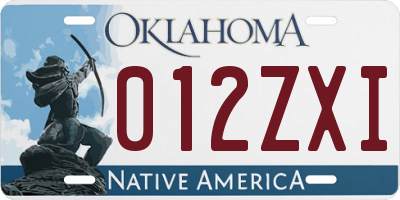 OK license plate 012ZXI