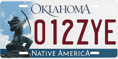 OK license plate 012ZYE