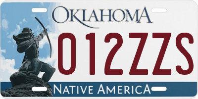 OK license plate 012ZZS