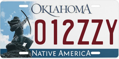 OK license plate 012ZZY