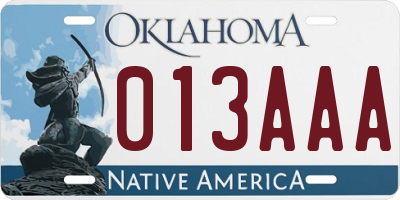 OK license plate 013AAA