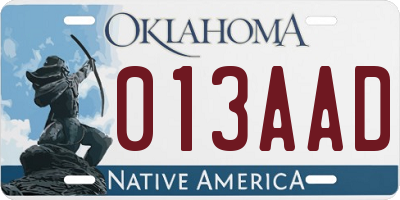 OK license plate 013AAD