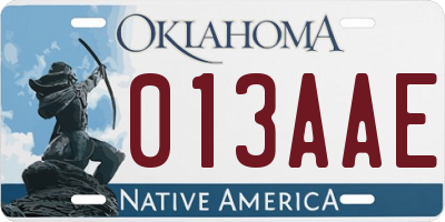 OK license plate 013AAE